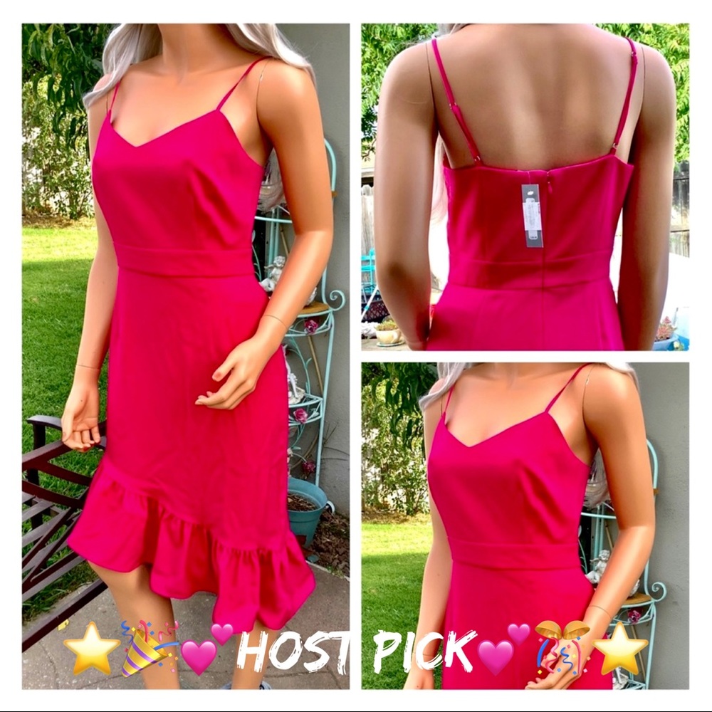 🎊HP🎉 NWT Asymmetric Ruffle Spaghetti Dress Cocktail Event Occasion